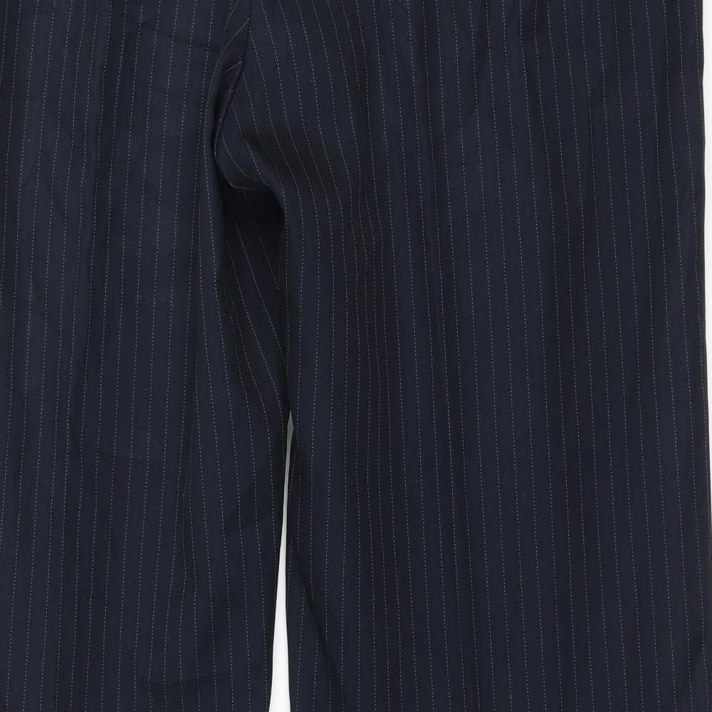 Marks and Spencer Womens Blue Striped Trousers Size 14 L32 in