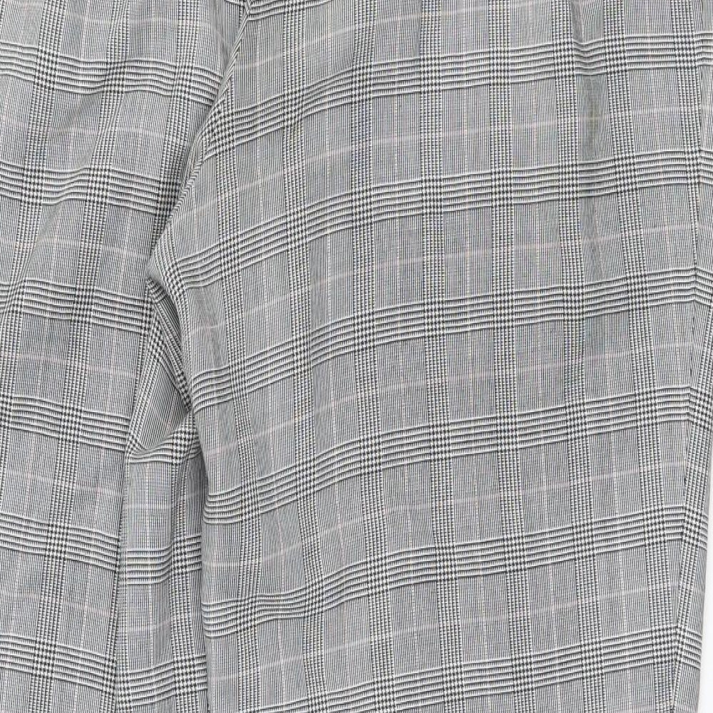 Marks and Spencer Womens Grey Check Trousers Size 14 L29 in