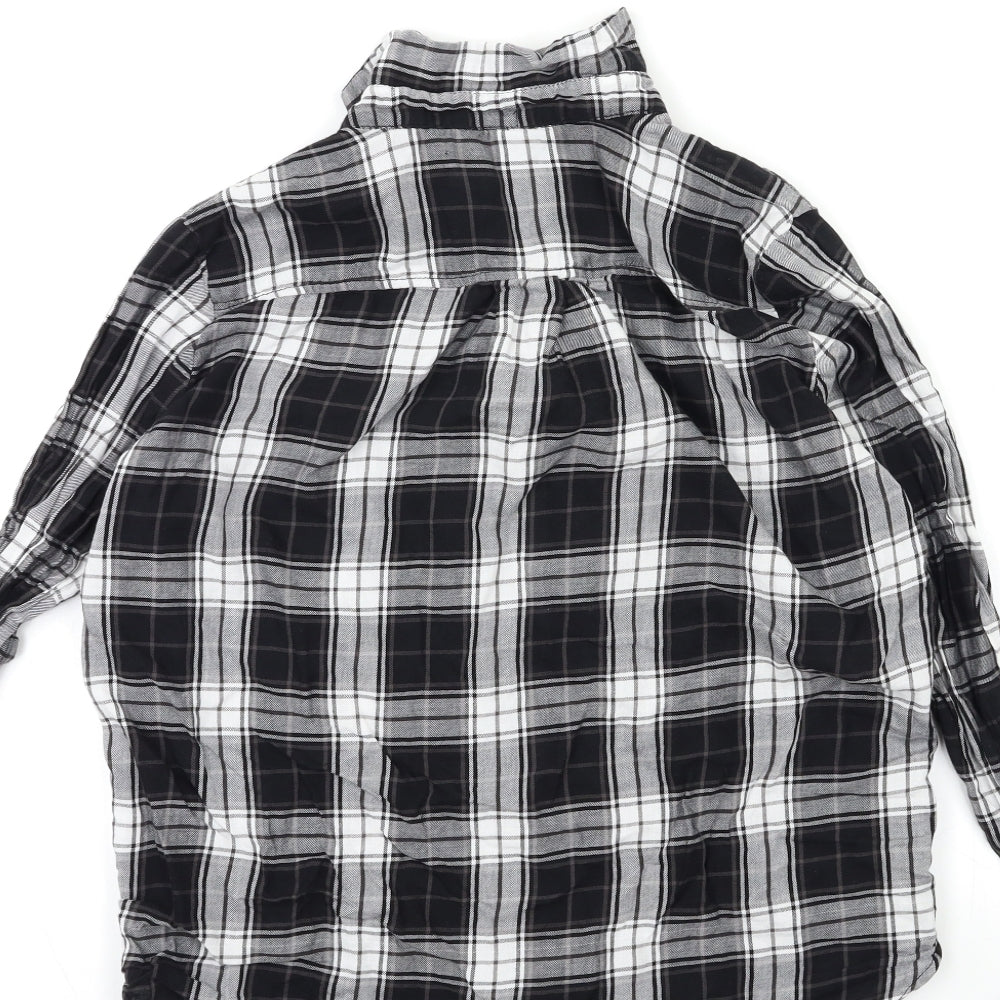 LOTD Womens Black Check Basic Button-Up Size 8