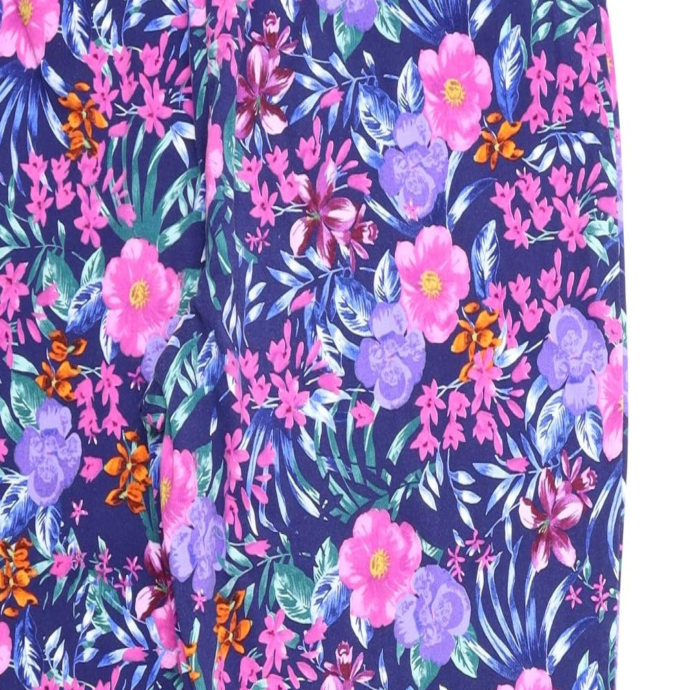 ISLE Womens Blue Floral Trousers Size 16 L25 in