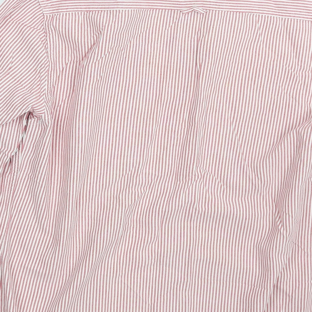 Easy Mens Red Striped Button-Up Size M