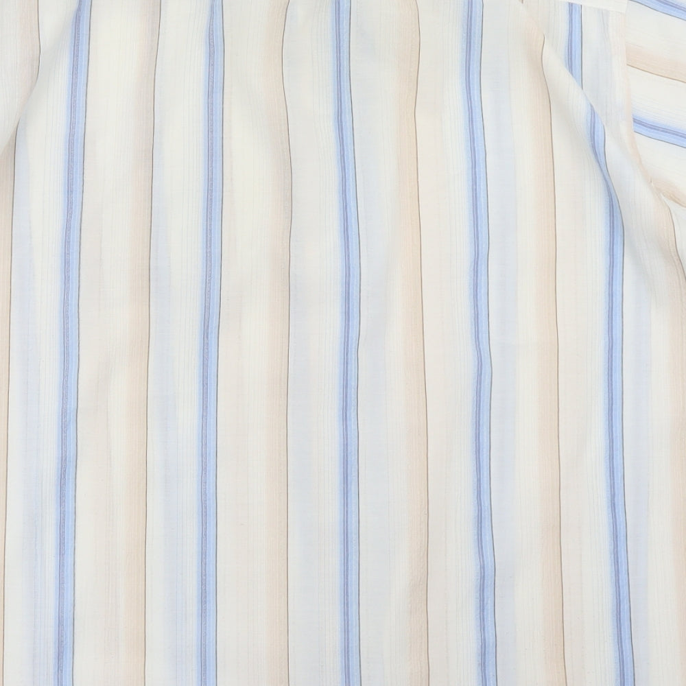 THBYTGL Mens White Striped Button-Up Size 17.5