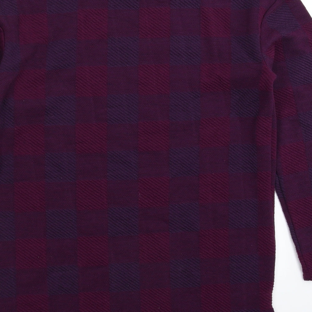 Marks & Spencer Womens Purple Check Pullover Sweatshirt Size M
