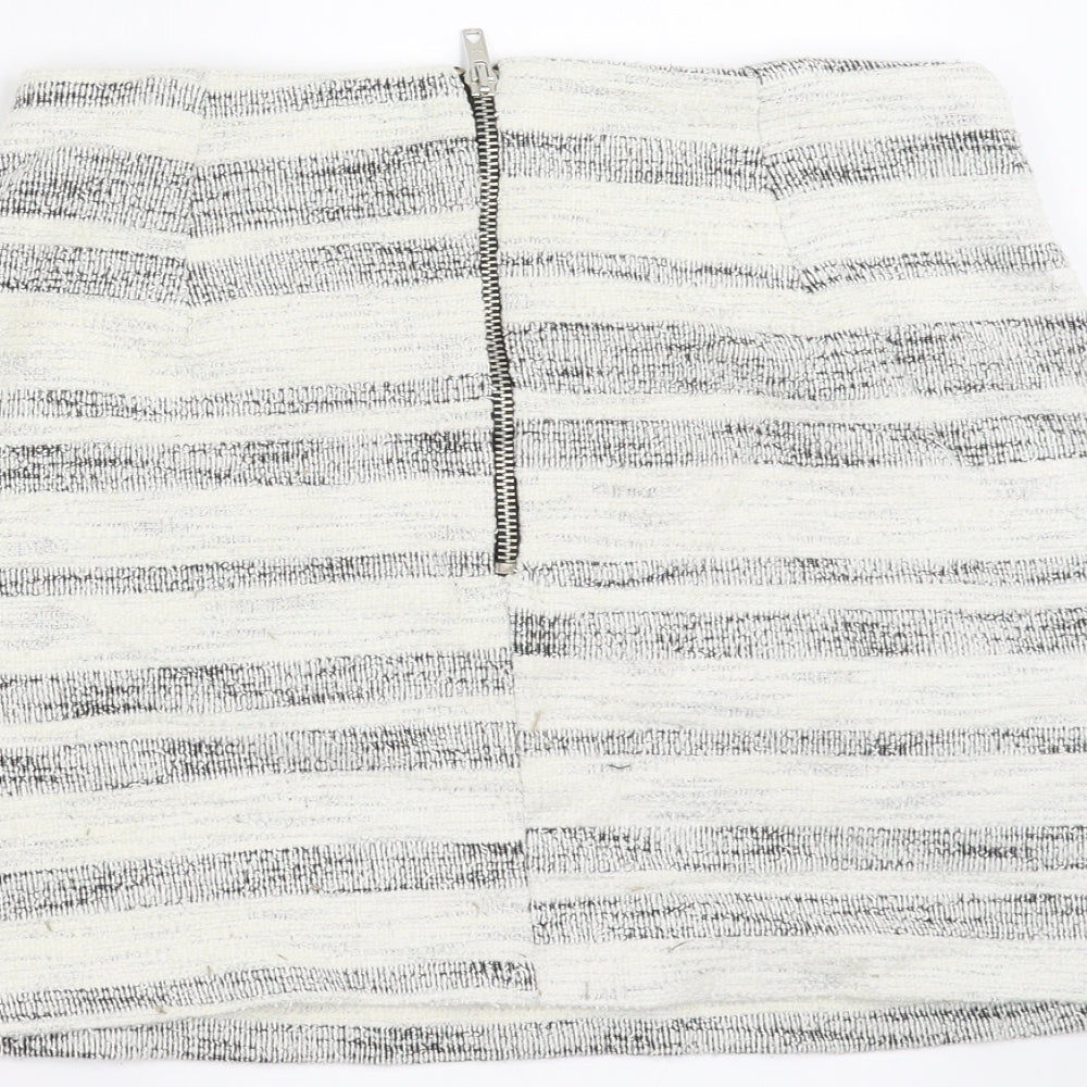 Topshop Womens Ivory Striped A-Line Skirt Size 10