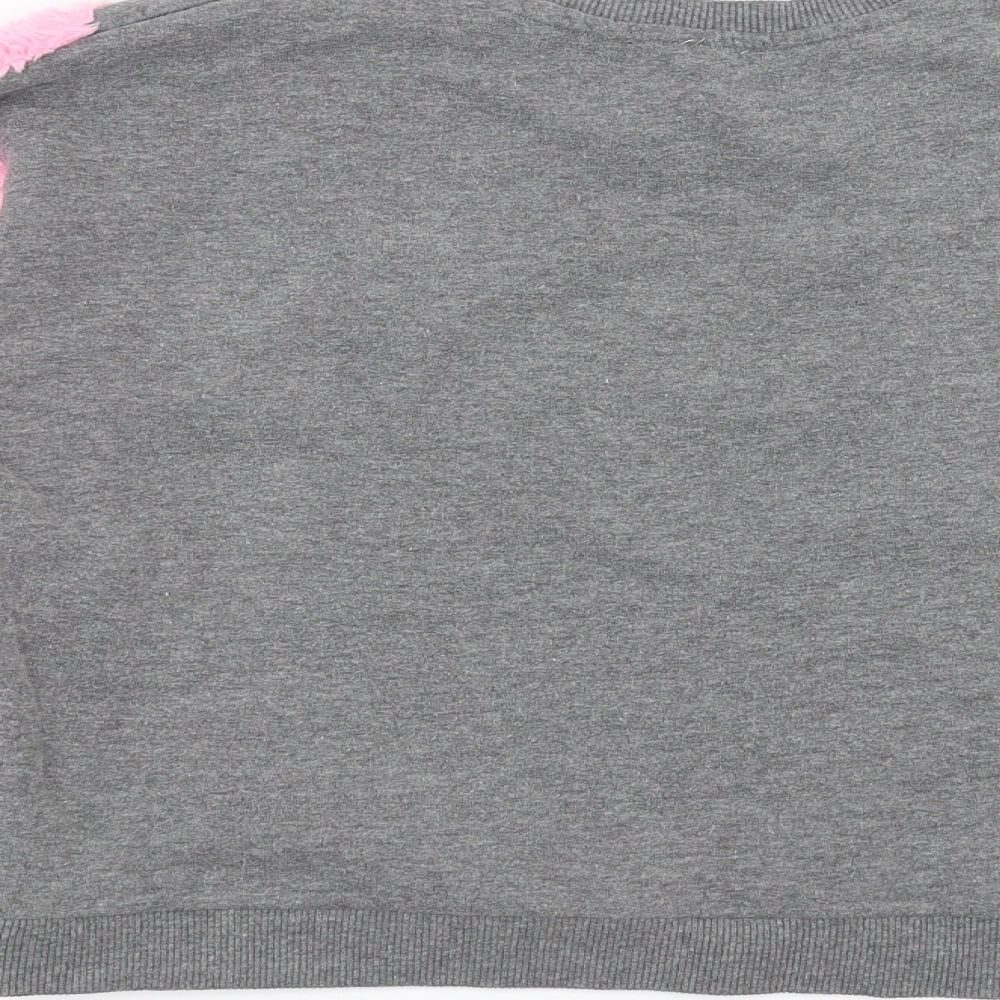 River Island Girls Grey Pullover Sweatshirt Size 11-12 Years - fluffy detail