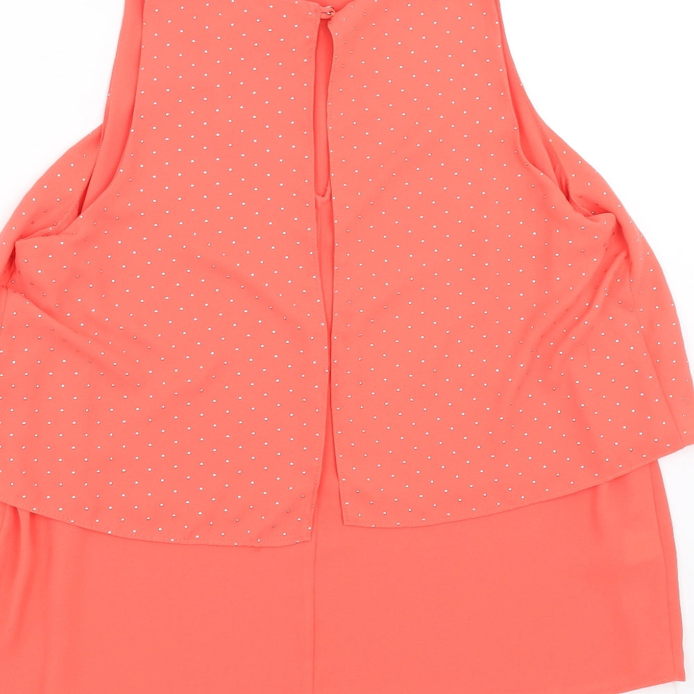 NEXT Womens Orange Basic Blouse Size 14 - studded detail