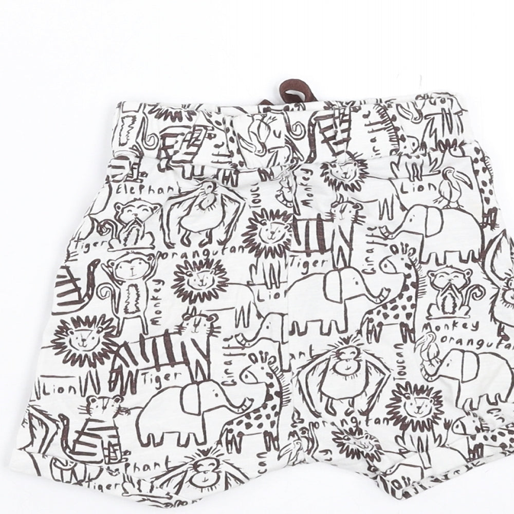 George Baby White Cropped Trousers Size 9-12 Months - Elephant Print shorts
