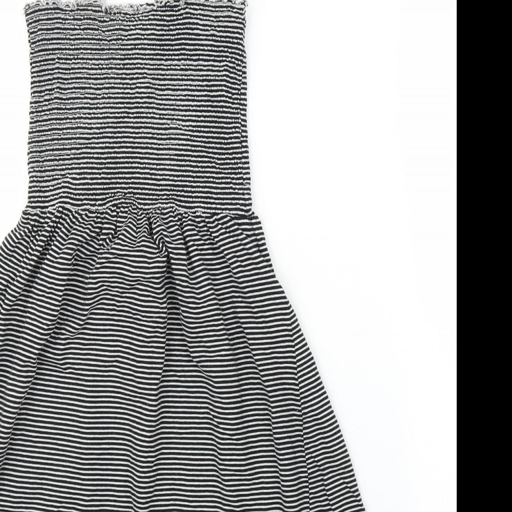 New Look Womens Black Striped A-Line Size 10