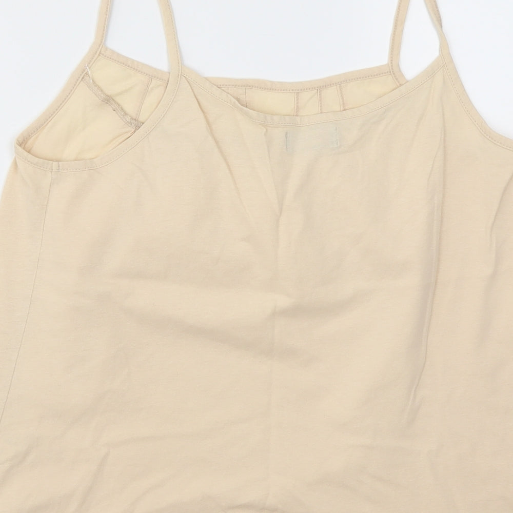 COLLECTION Womens Beige Basic T-Shirt Size 14