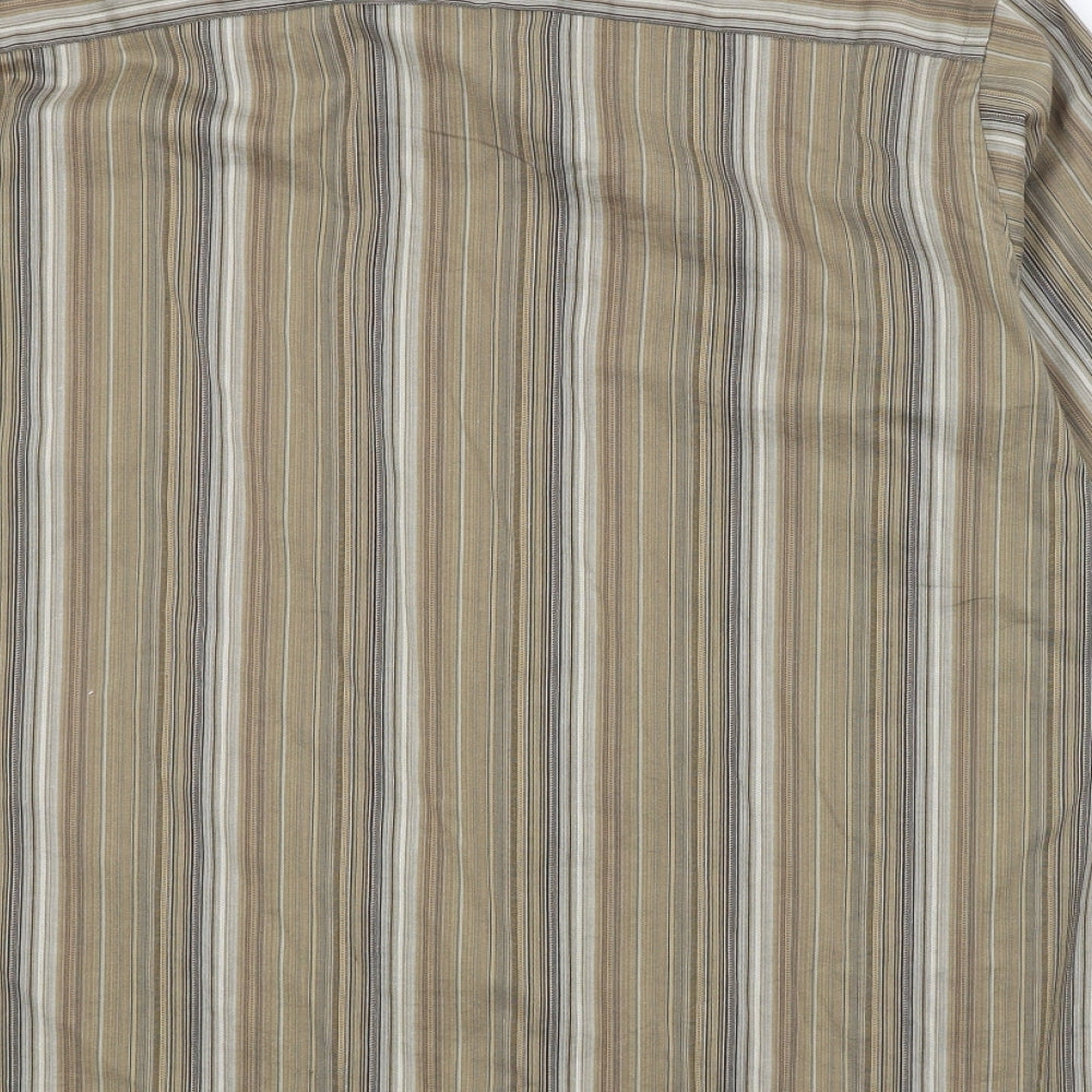 Lakeland Mens Brown Striped Button-Up Size L