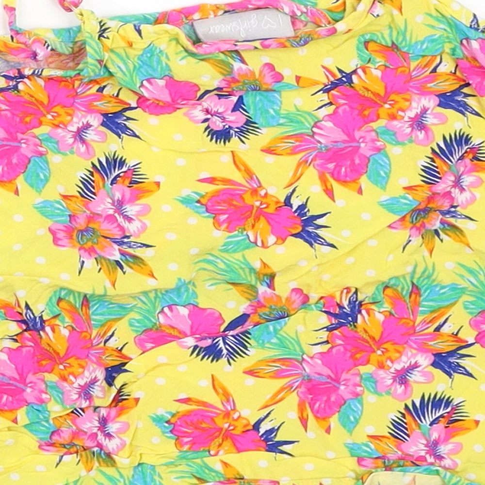Matalan Girls Yellow Floral Camisole Tank Size 7 Years
