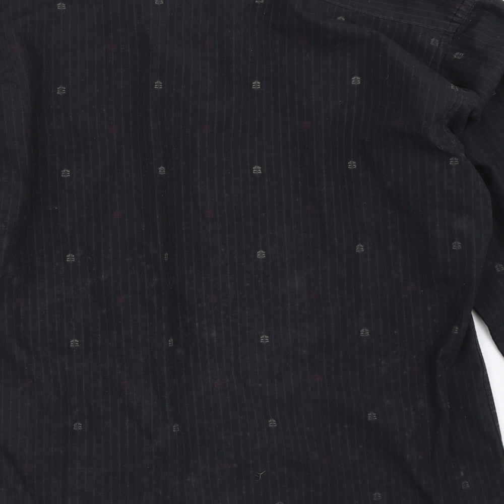 Fashion Union Mens Black Button-Up Size M