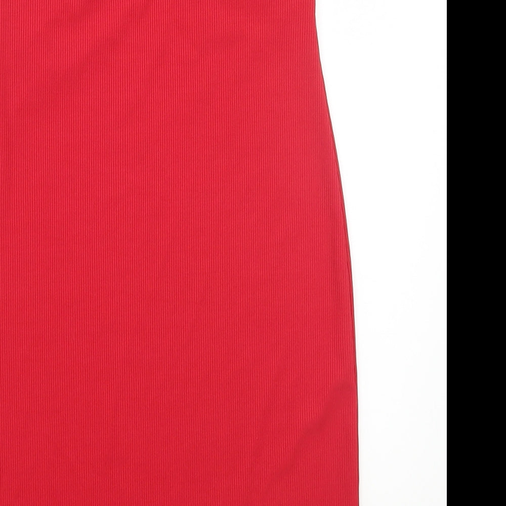 PRETTYLITTLETHING Womens Red Rayon A-Line Size 12