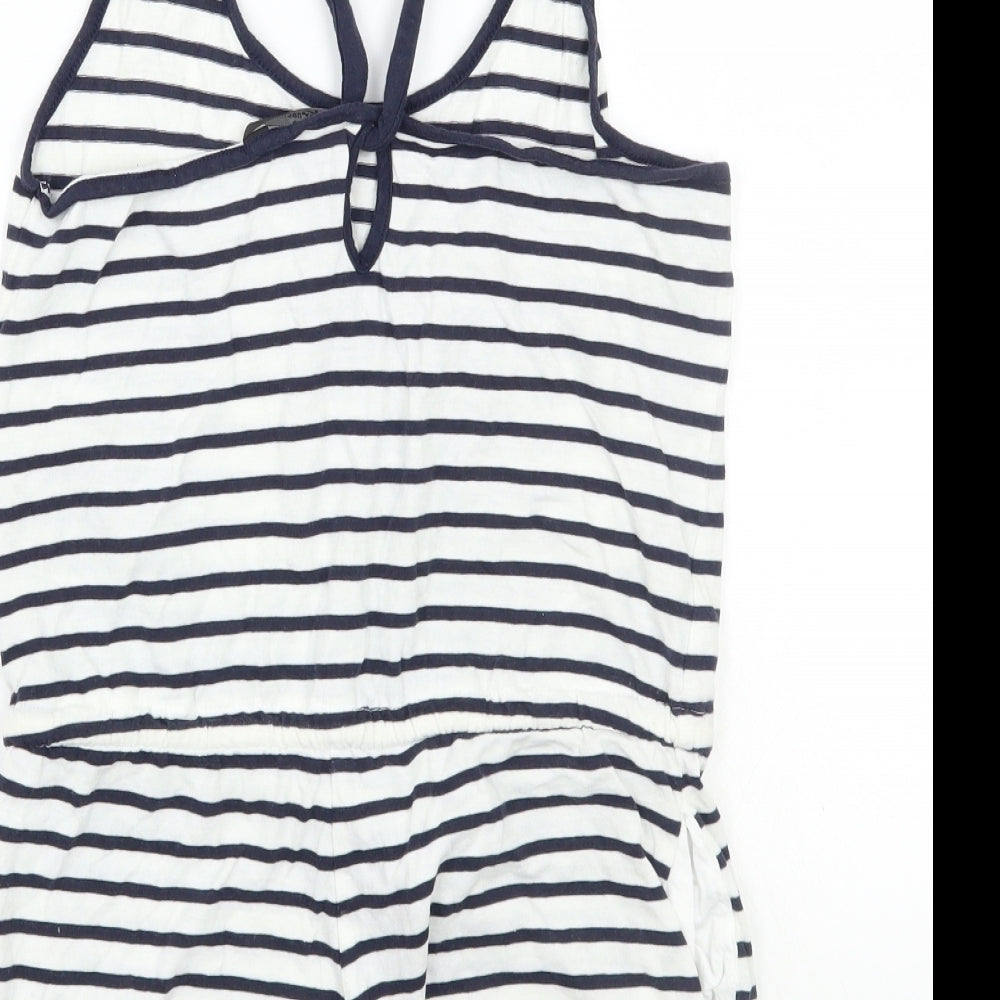 internationale Womens White Striped Playsuit One-Piece Size 8