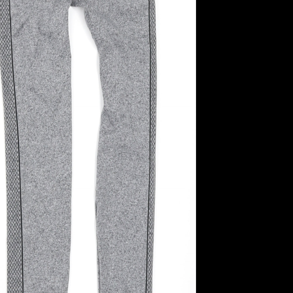 Pure Simple Womens Grey Geometric Compression Leggings Size S L26 in