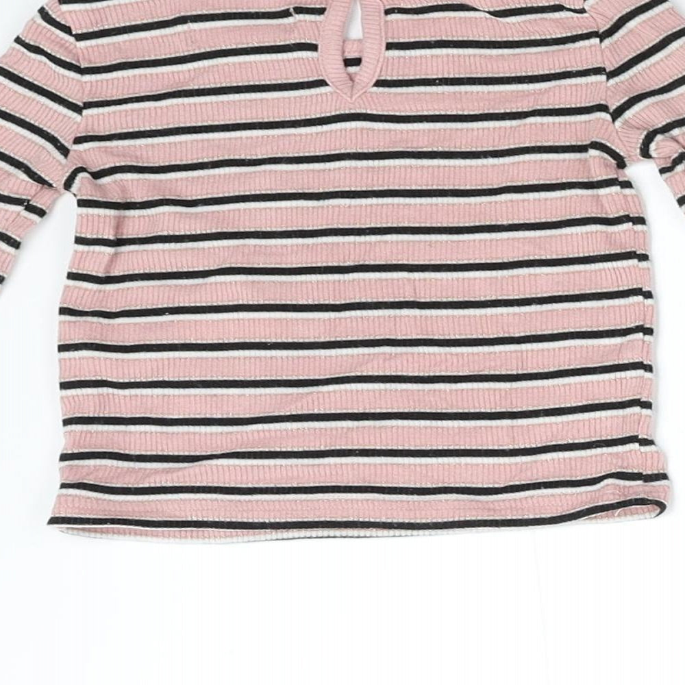 Priamrk Baby Pink Striped Basic T-Shirt Size 3-6 Months