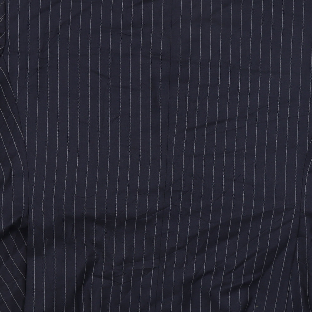 Preworn Mens Black Striped Jacket Blazer Size 44