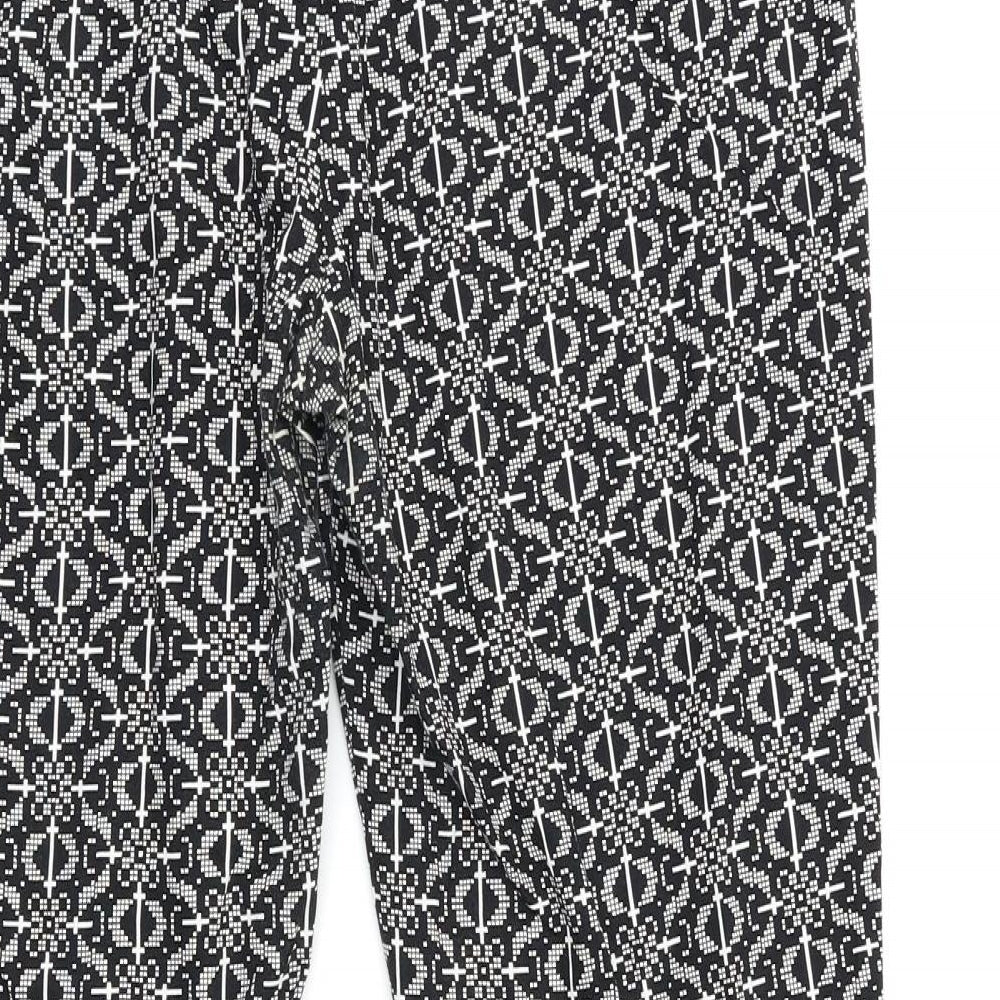 Atmosphere Womens Black Geometric Trousers Size 12 L28 in