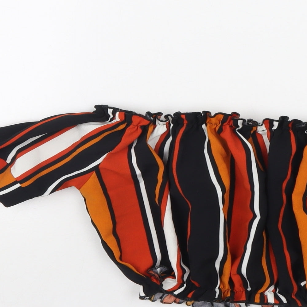 Cameo Rose Womens Multicoloured Striped Basic Blouse Size 8 - cropped