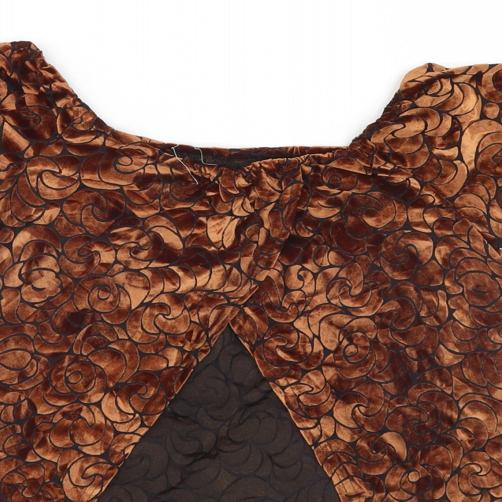 Pins & Needles Womens Brown Geometric Basic Blouse Size XS