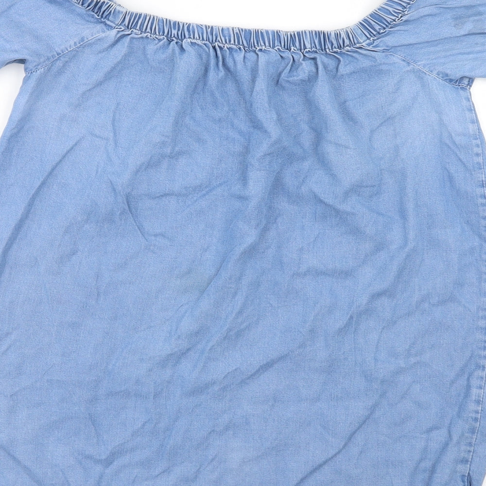 New Look Womens Blue Tunic Blouse Size 8