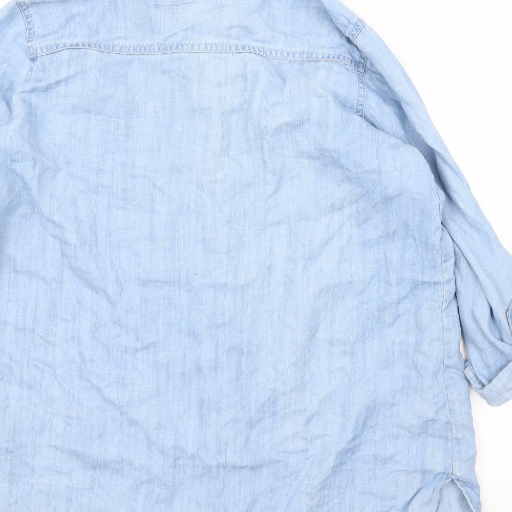 River Island Womens Blue Basic Button-Up Size XS