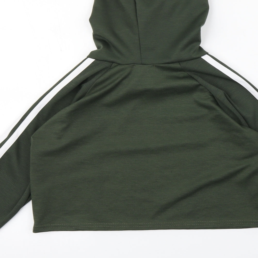 Boohoo Womens Green Striped Pullover Hoodie Size S - s/m