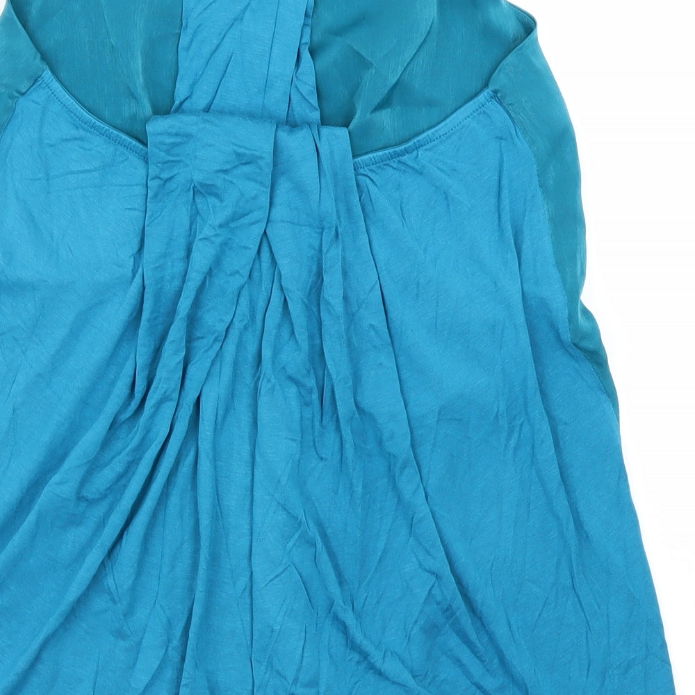 V Womens Blue Basic Blouse Size 8