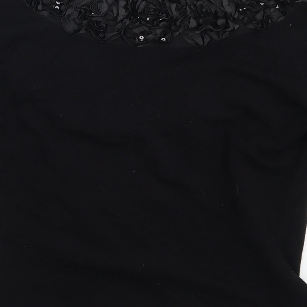 Pomodoro Womens Black Floral Pullover Sweatshirt Size 12