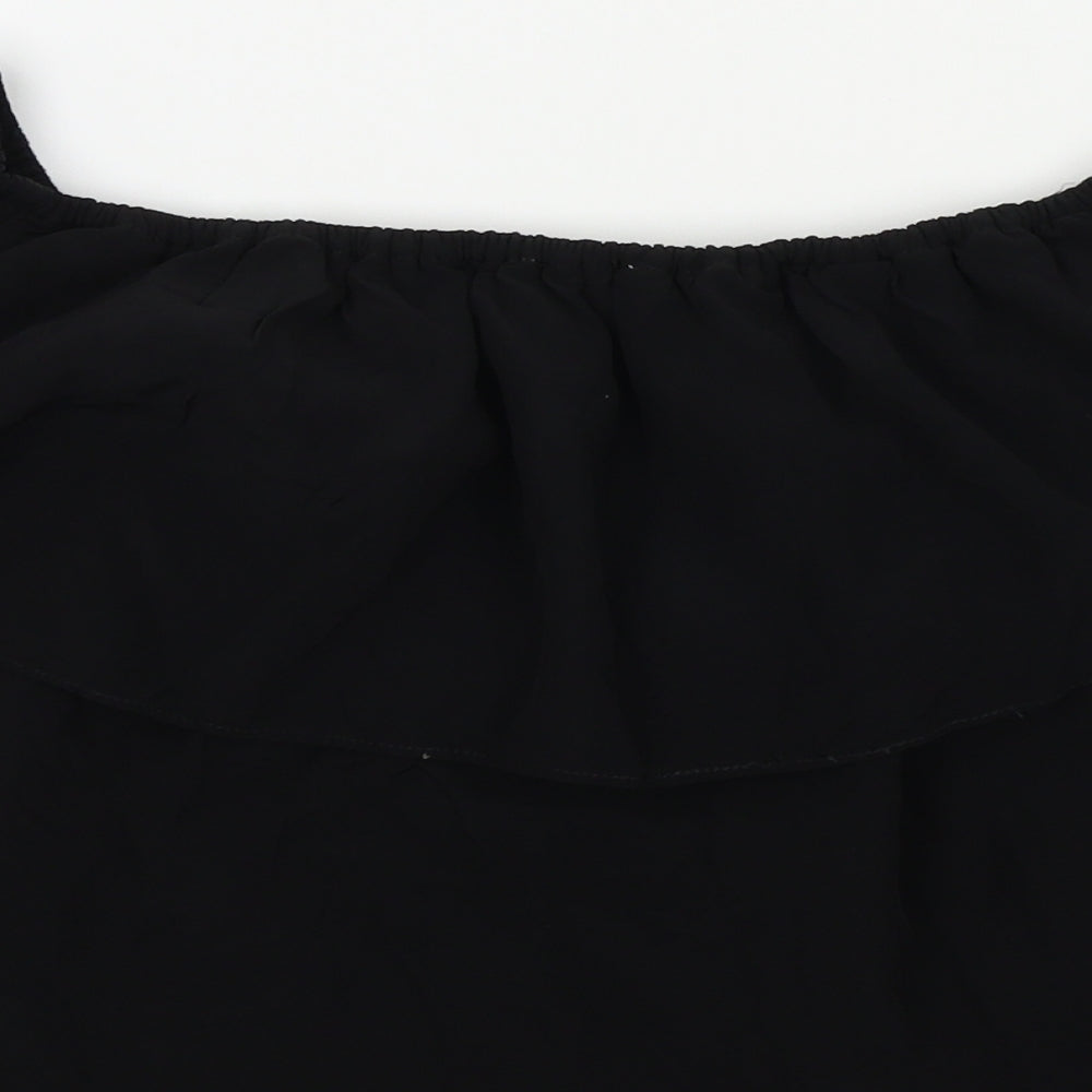 Lucy Paris Womens Black Colourblock Basic Blouse Size M