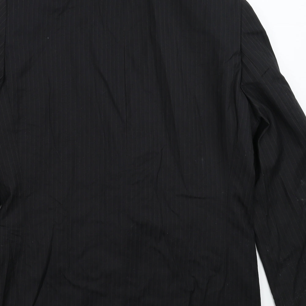 Preworn Mens Black Striped Jacket Suit Jacket Size 40