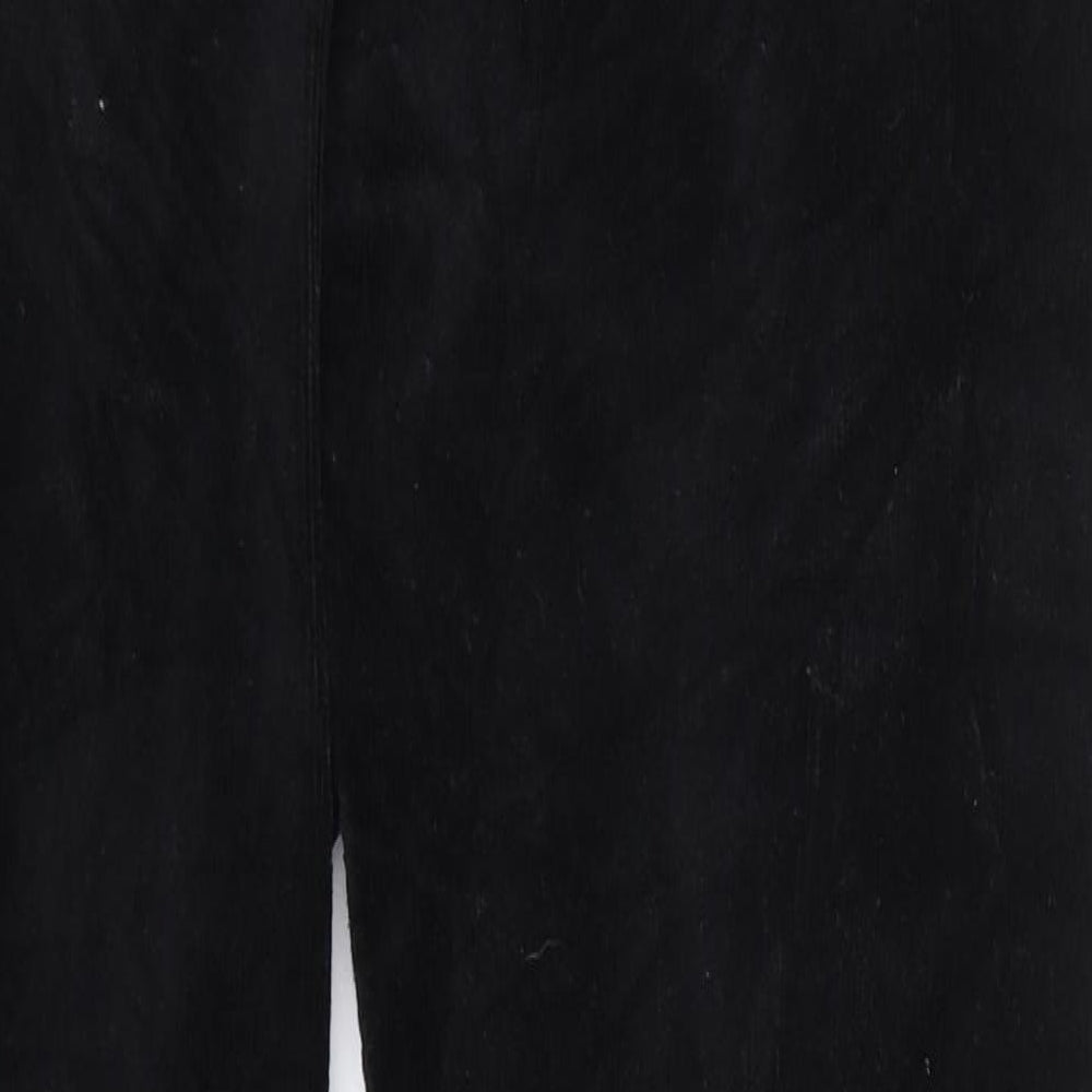 M&S Womens Black Velour Carrot Trousers Size 14 L25 in