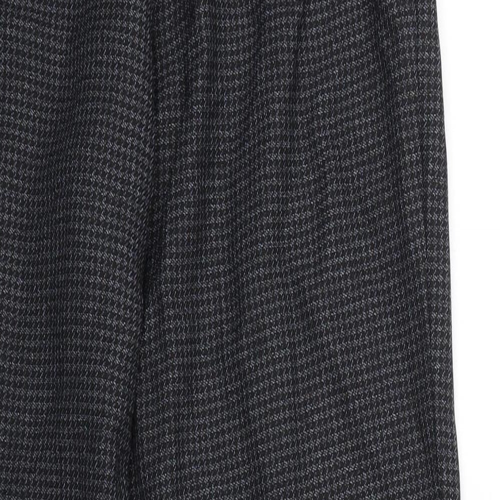Marks & Spencer Womens Black Houndstooth Trousers Size 10 L24 in