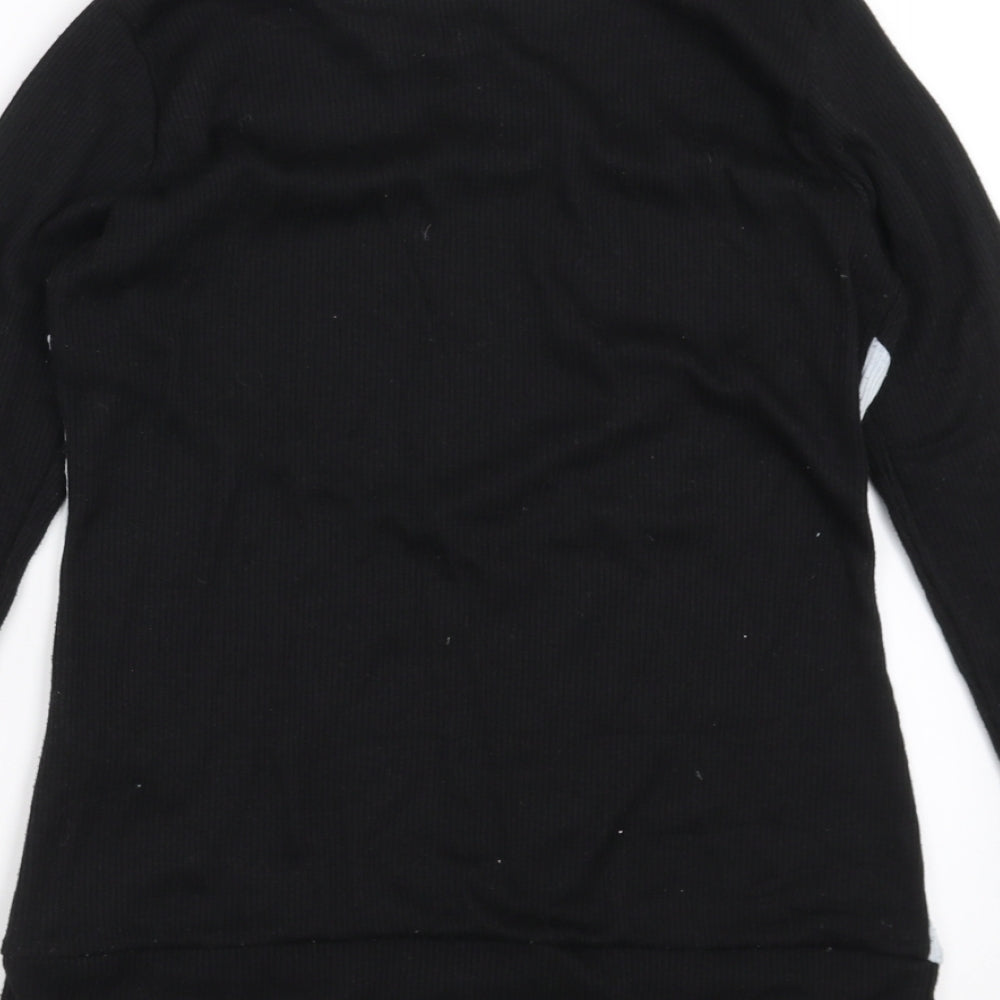 Boohoo Womens Black Geometric Basic T-Shirt Size 8