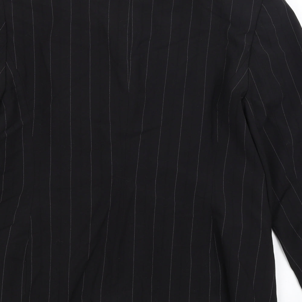 Collection Womens Black Striped Jacket Blazer Size 14