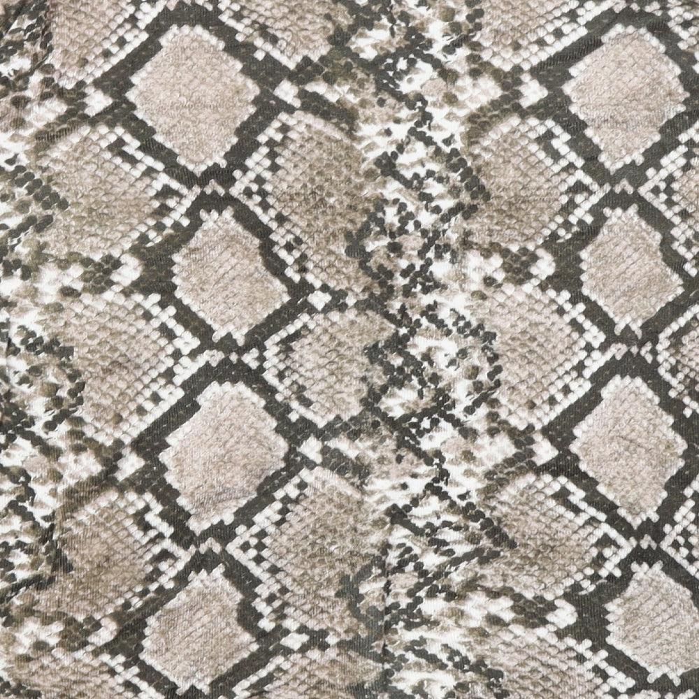 Dorothy Perkins Womens Brown Animal Print Basic T-Shirt Size 14