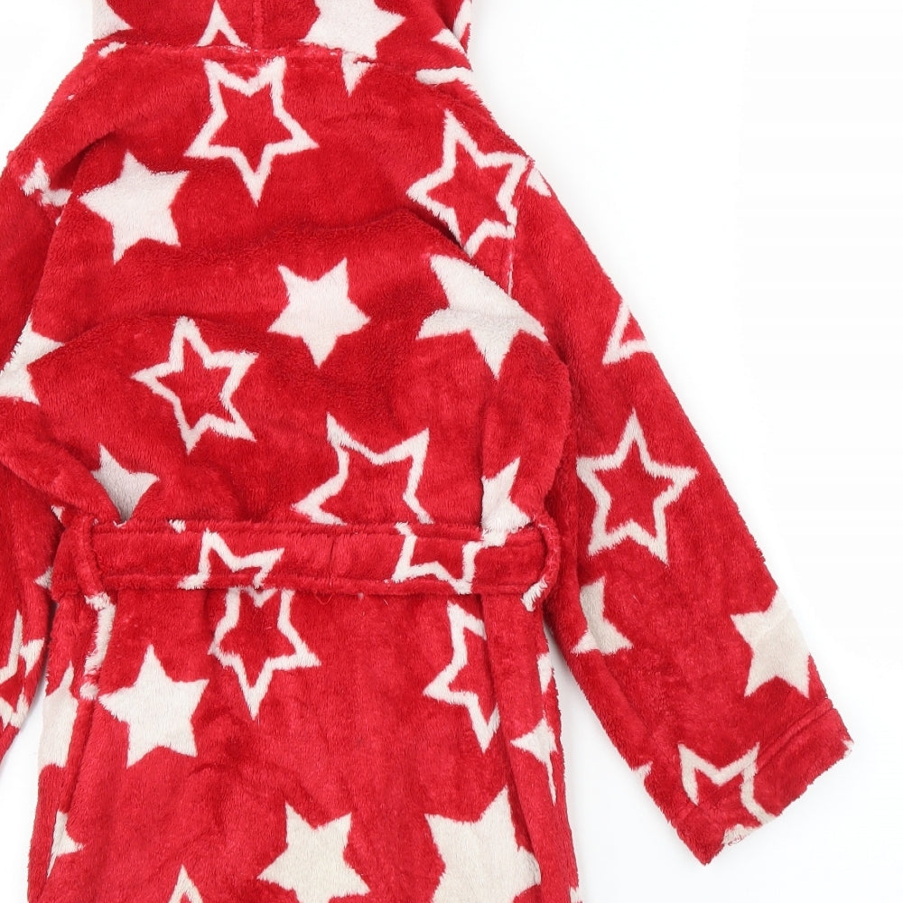 John Lewis Girls Red Solid Capri Robe Size 6 Years - Stars