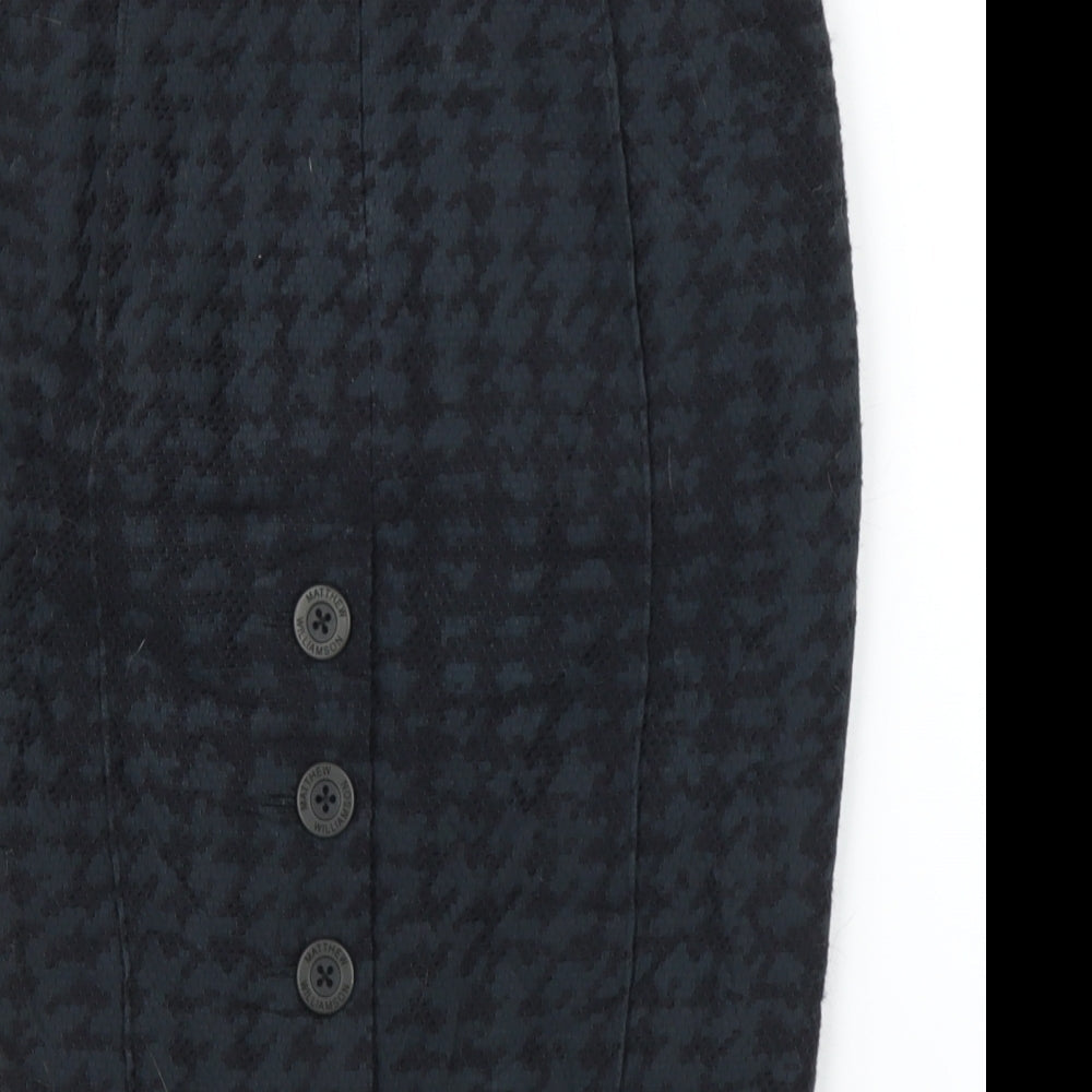 Matthew Williamson Womens Grey Houndstooth Straight & Pencil Skirt Size 10