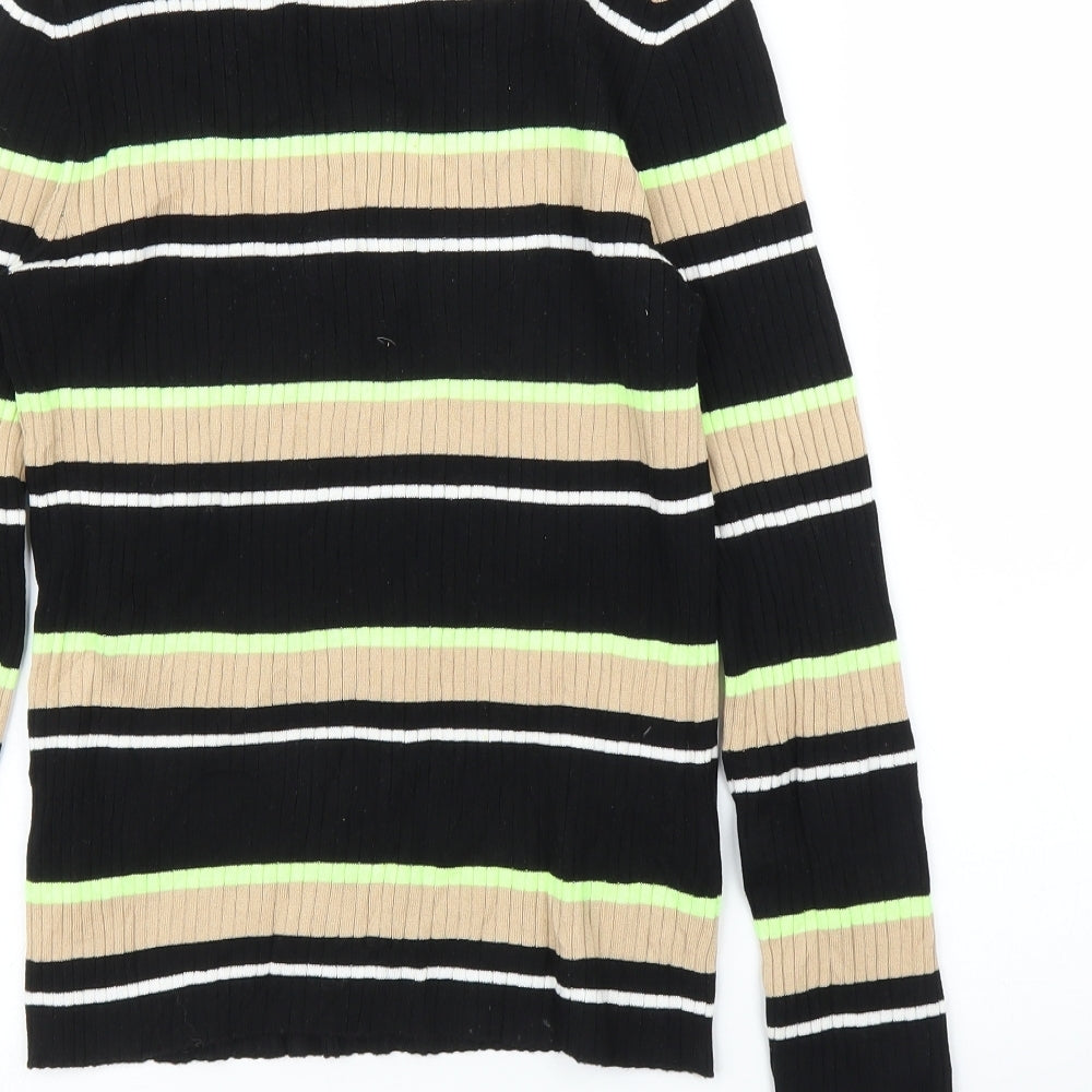 H&M Womens Black Striped Pullover Jumper Size M