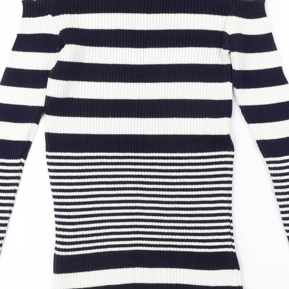 NEXT Womens White Striped Pullover Jumper Size 8