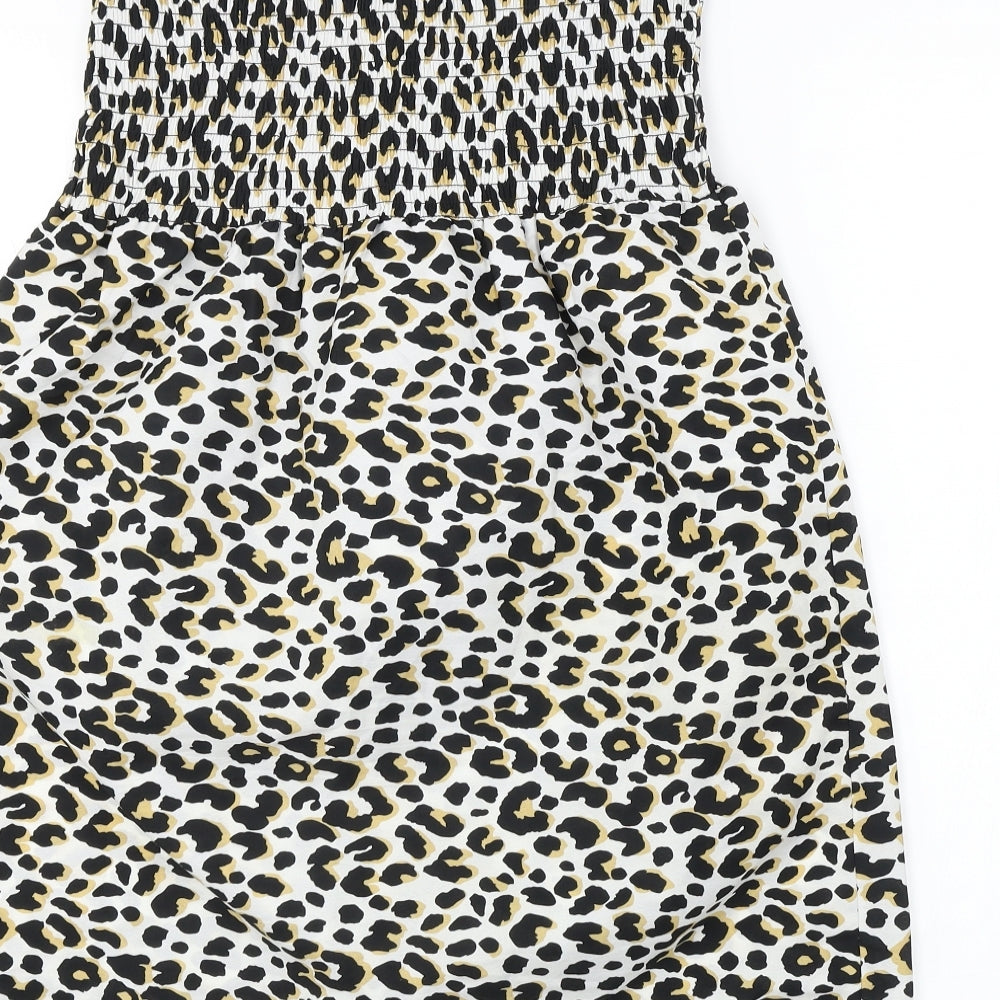 Studio Womens White Animal Print A-Line Size 12