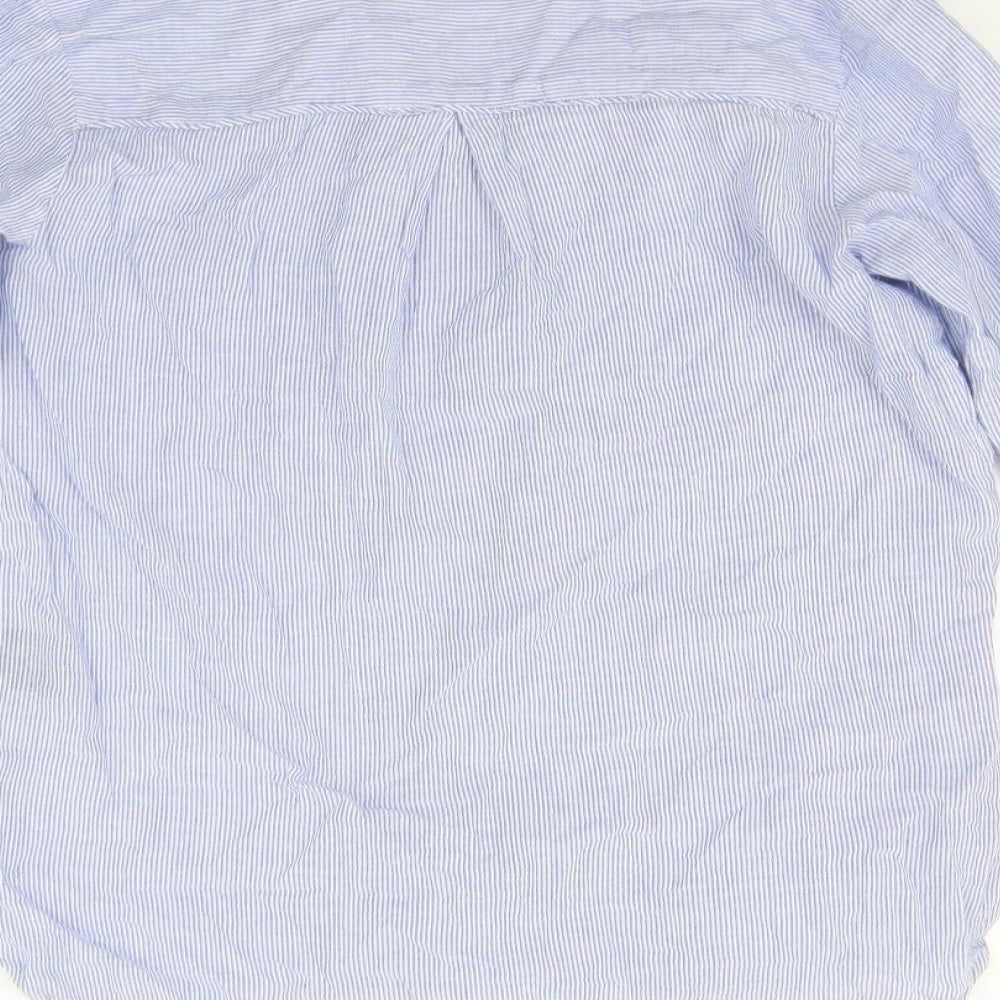 Klass Womens Blue Striped Basic Button-Up Size 10