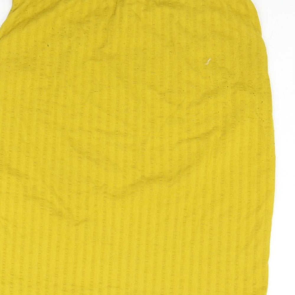 Jaqueline de Yong Womens Yellow A-Line Skirt Size L
