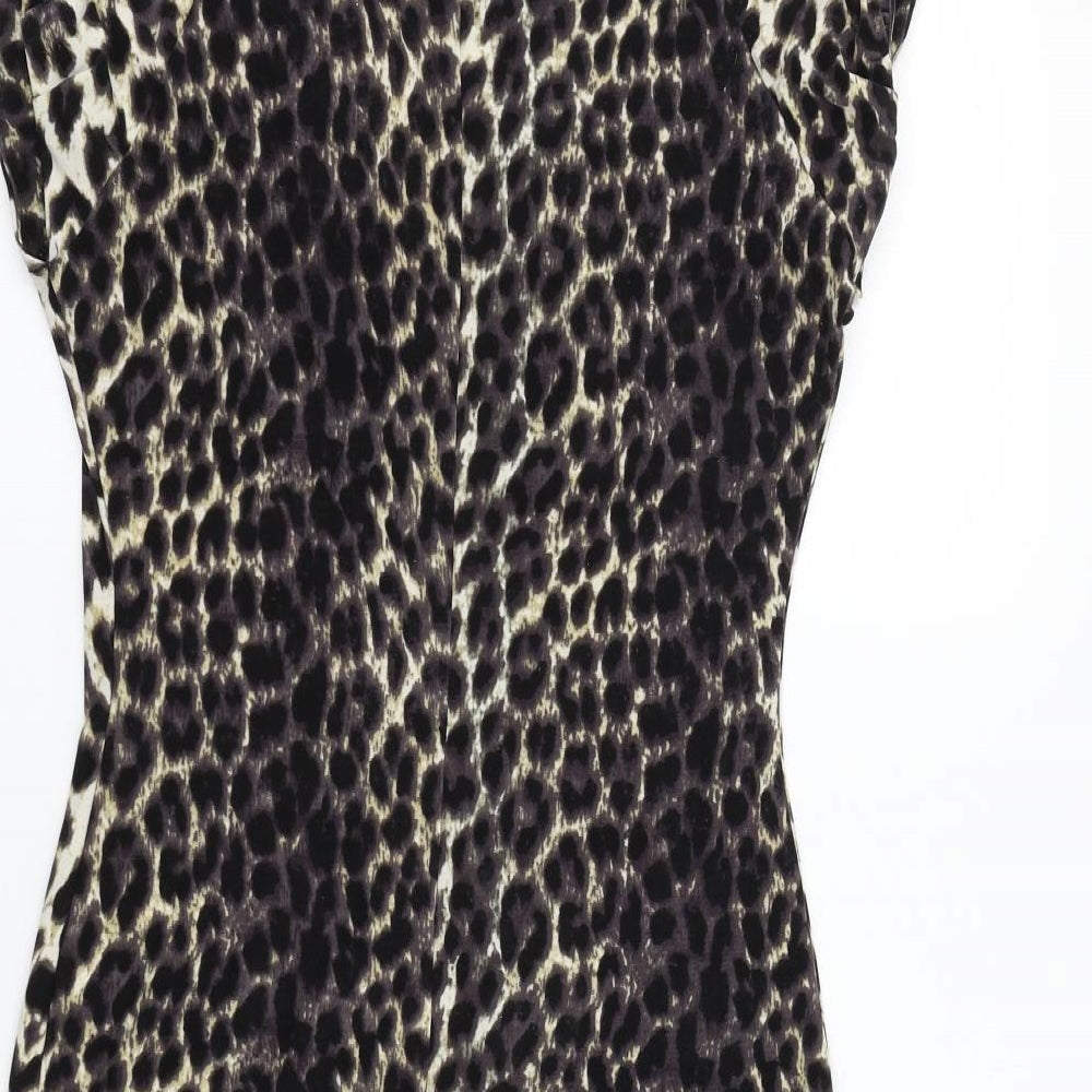 Lila Womens Beige Animal Print A-Line Size 8