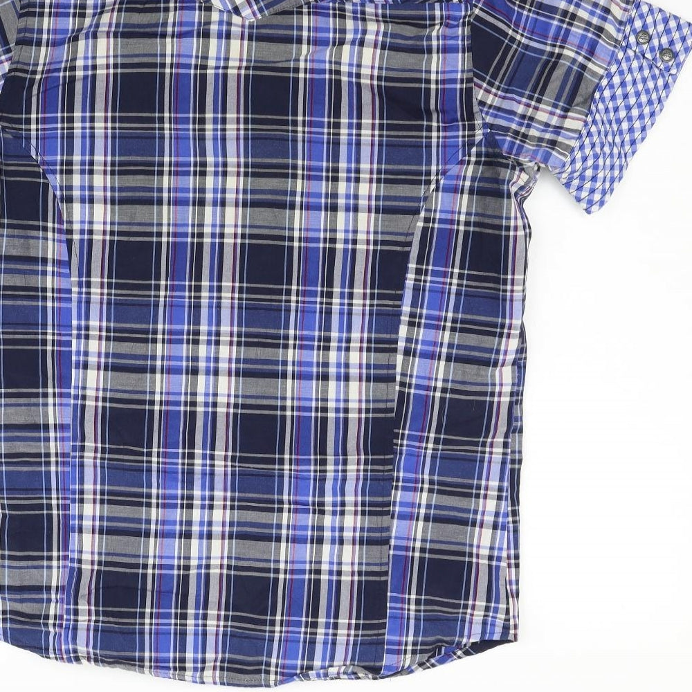 lee copper Mens Blue Check Button-Up Size S