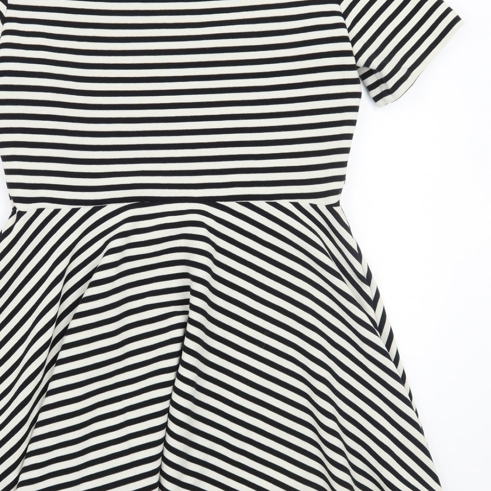 H&M Womens White Striped A-Line Size L