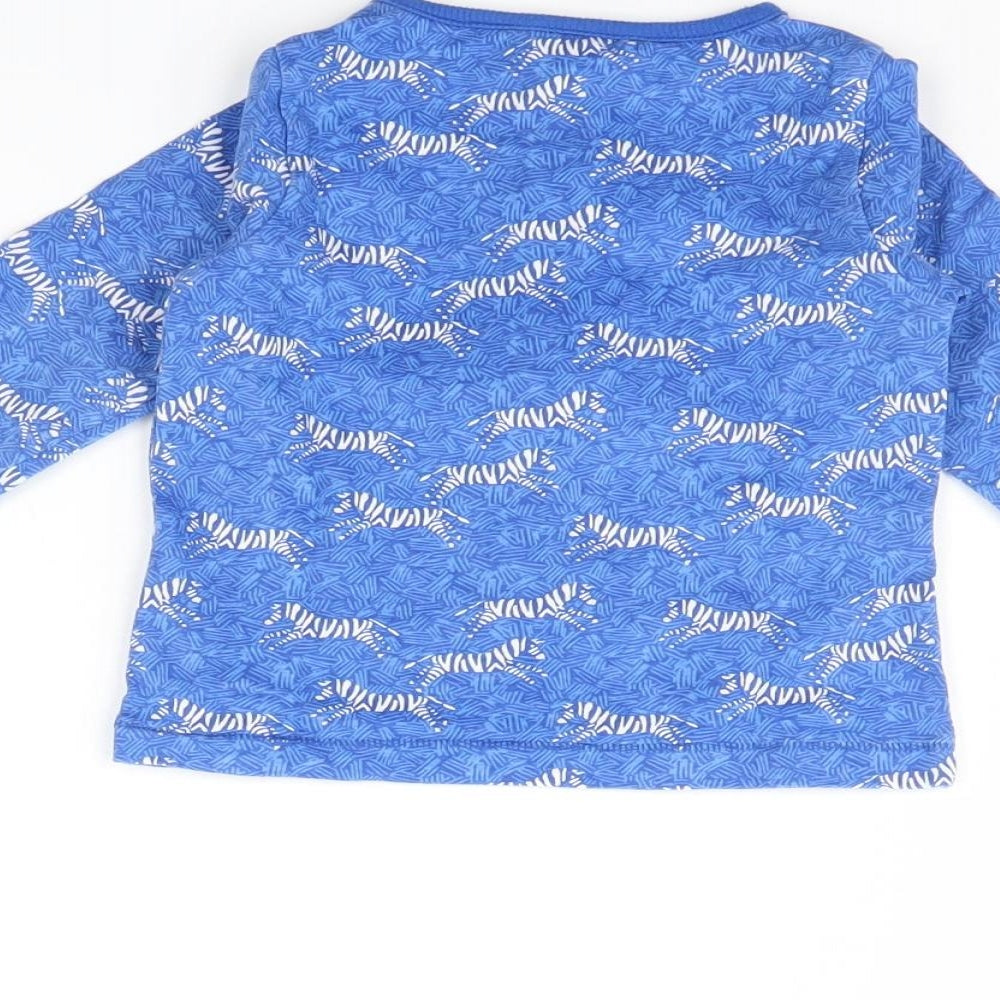 John Lewis Baby Blue Animal Print Basic T-Shirt Size 6-9 Months - Zebra