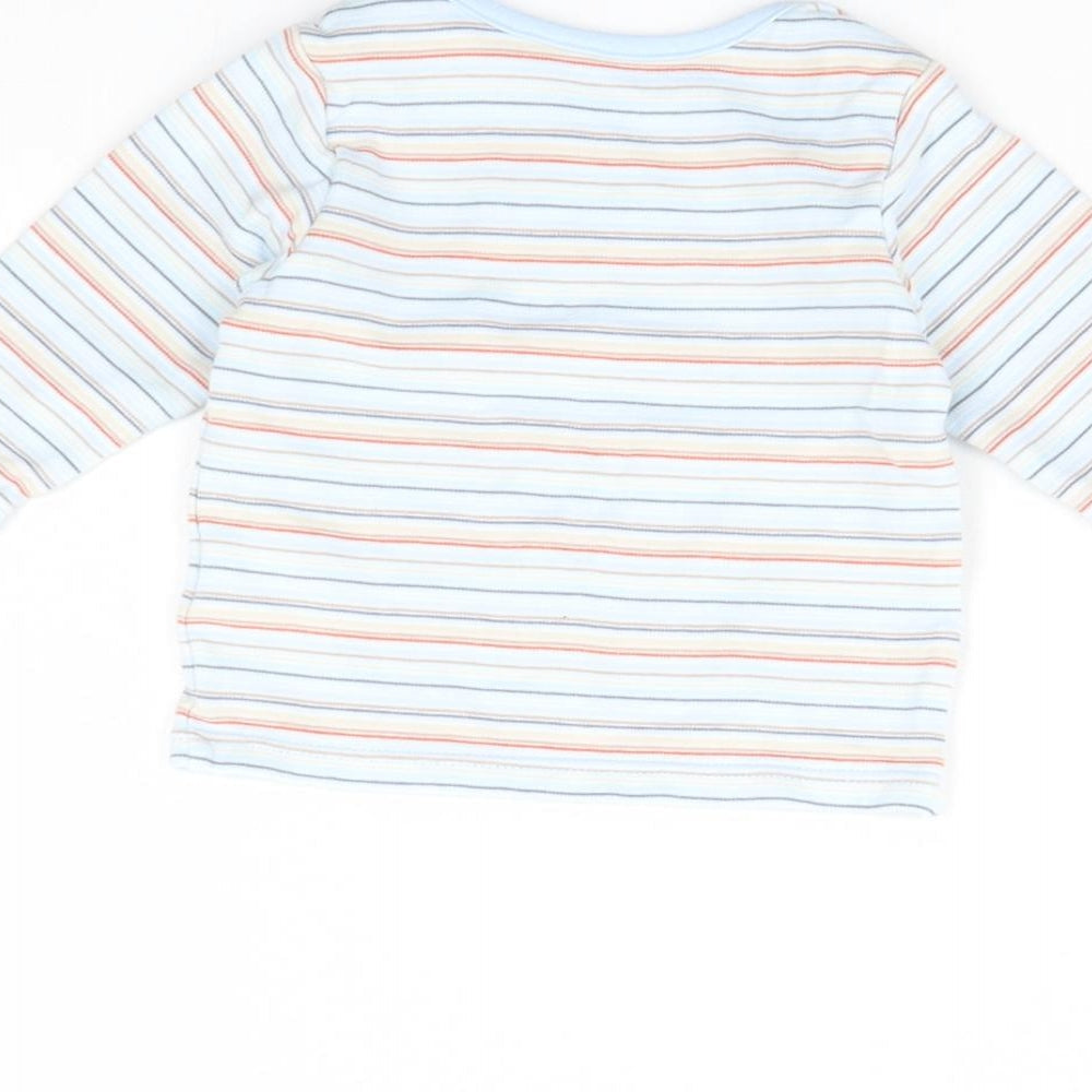 m&s Boys Blue Striped Basic T-Shirt Size 0-3 Months