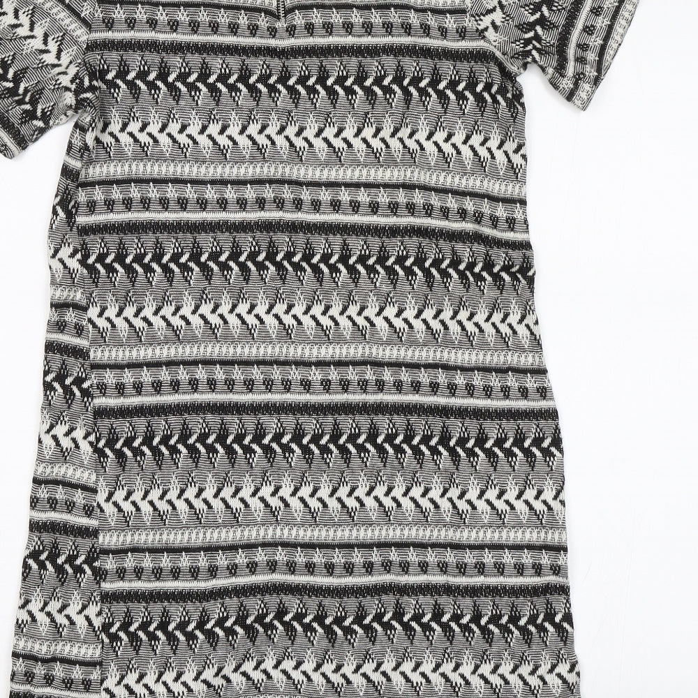 Brand and care label for Atmosphere women’s black geometric sheath, size UK 8