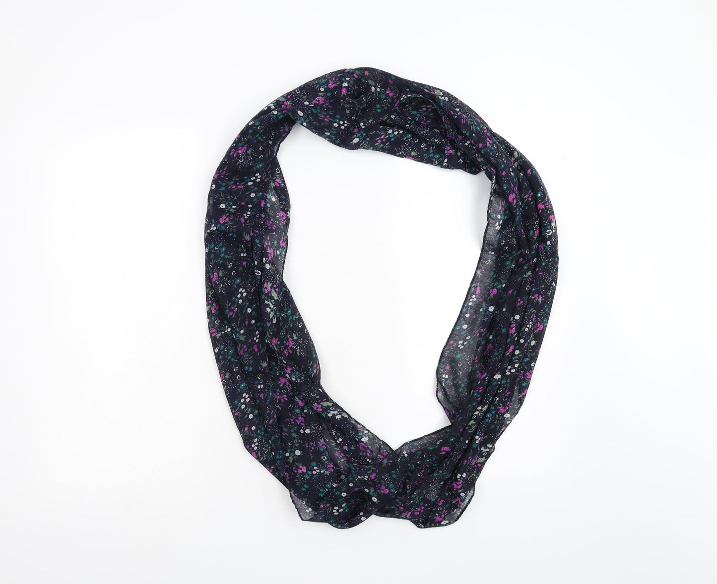 Preworn Womens Blue Floral Scarf